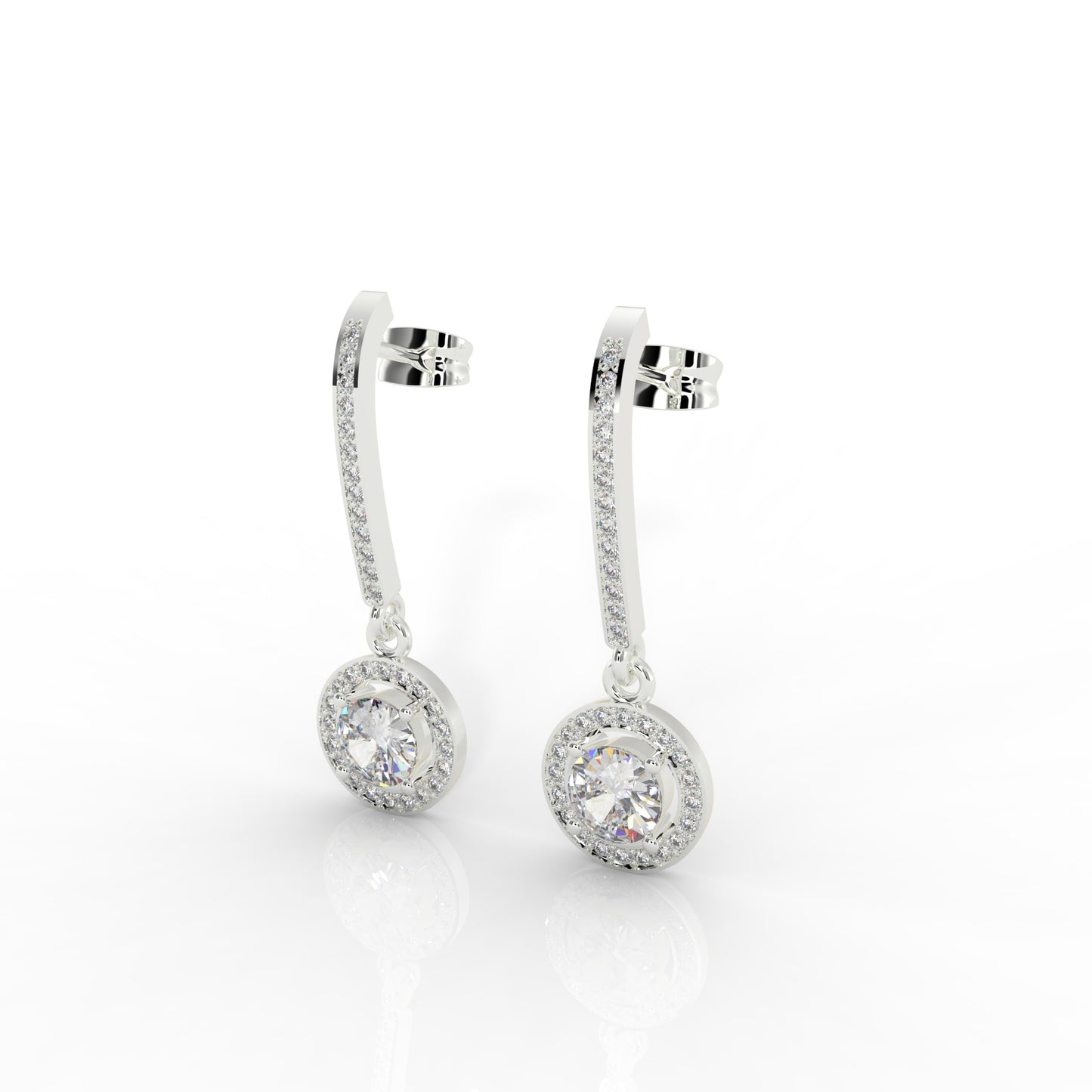 Pure 925 Hallmarked Silver Solitaire Drop Earrings, Rhodium Plated + Anti Tarnish
