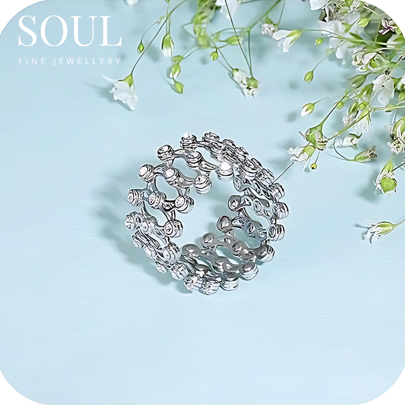 Pure 925 Hallmarked Silver Convertible Ring cum Bracelet, Rhodium Plated & Anti Tarnish