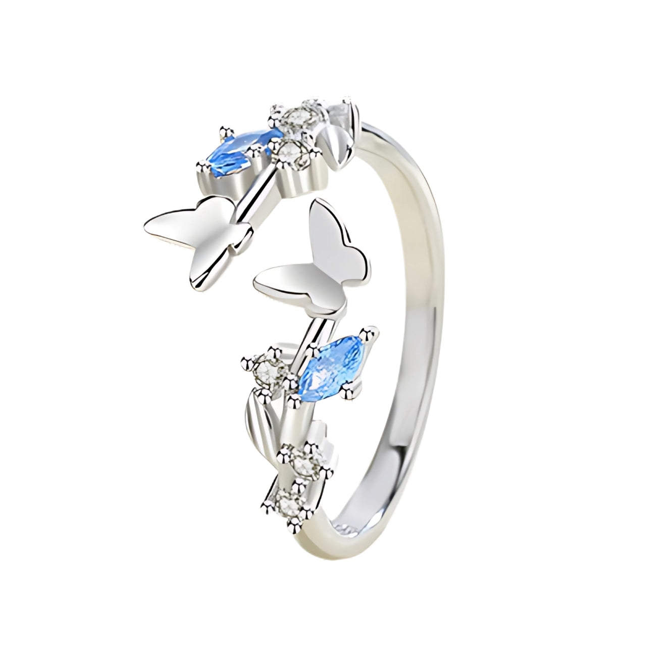 Pure 925 Hallmarked Silver "Garden of Butterflies" Adjustable Ring for Women & Girls