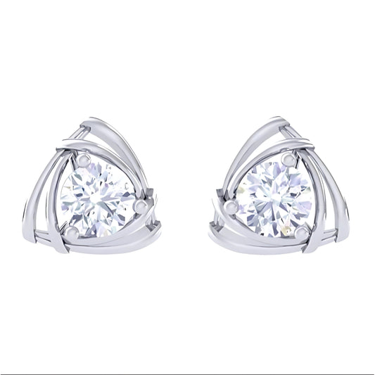 Pure 925 Hallmarked Silver Tria Solitaire Stud Earrings