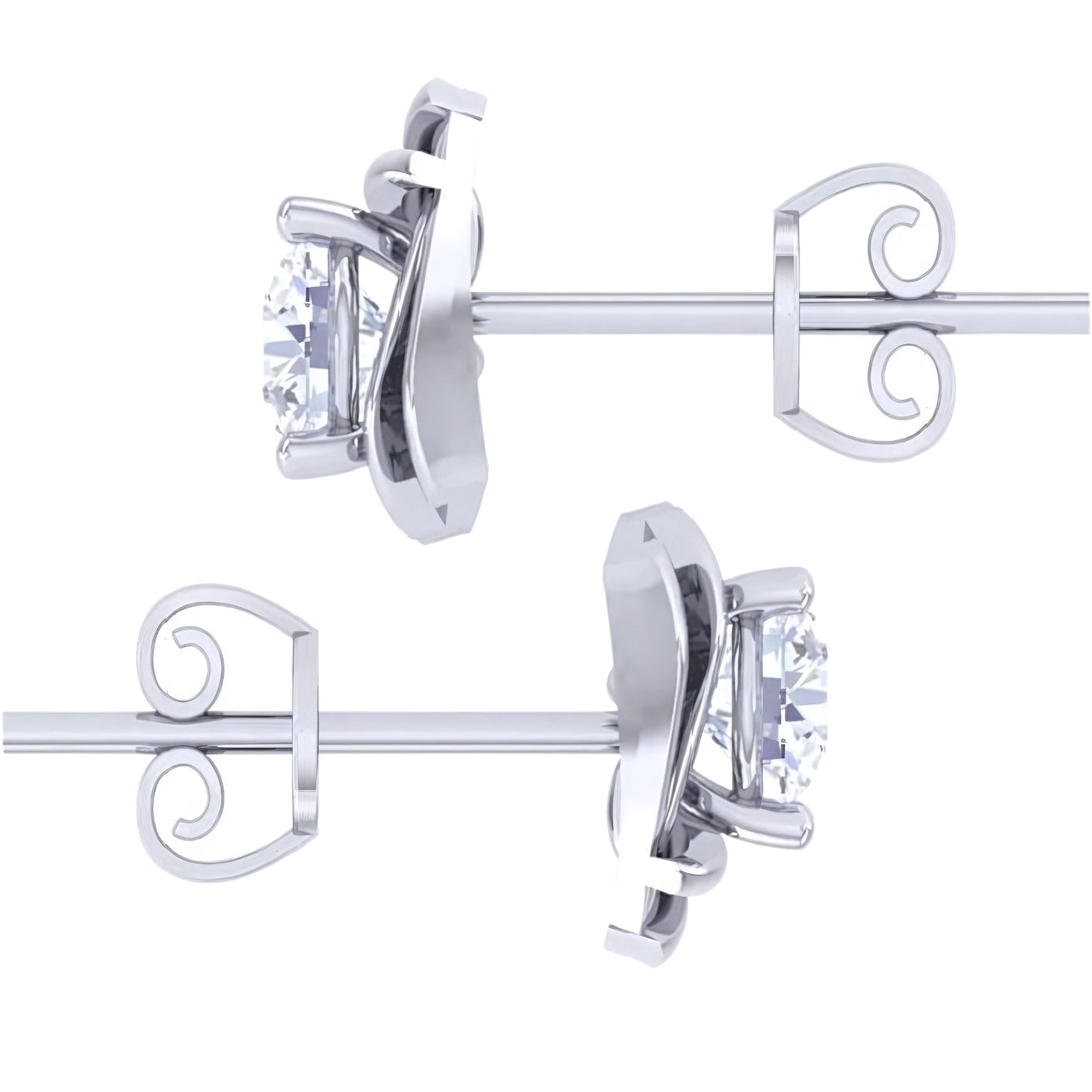 Pure 925 Hallmarked Silver Tria Solitaire Stud Earrings