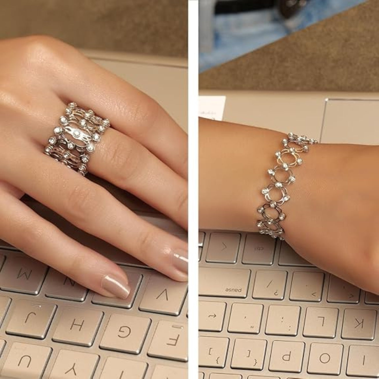 Pure 925 Hallmarked Silver Convertible Ring cum Bracelet, Rhodium Plated & Anti Tarnish