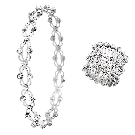 Pure 925 Hallmarked Silver Convertible Ring cum Bracelet, Rhodium Plated & Anti Tarnish