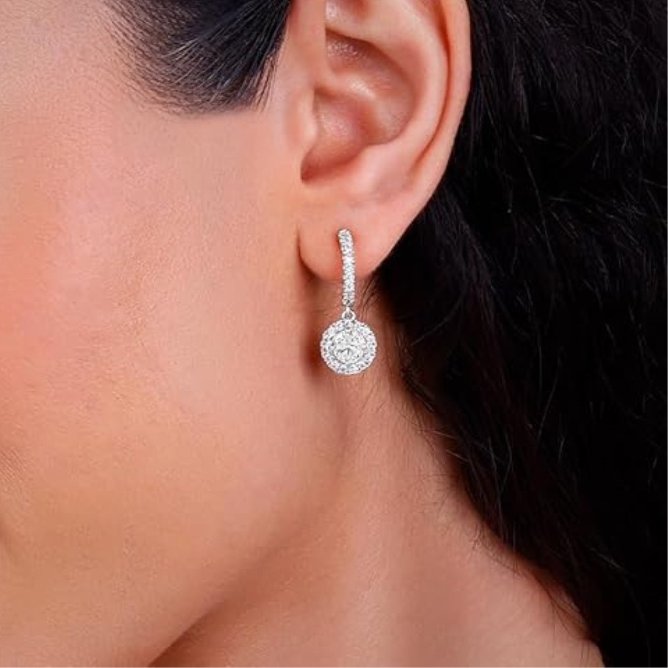 Pure 925 Hallmarked Silver Solitaire Drop Earrings, Rhodium Plated + Anti Tarnish