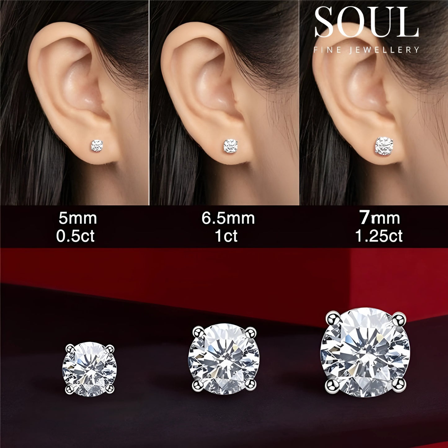 5mm Round Solitaire Stud Earrings AAA+ Cubic Zirconia Gems