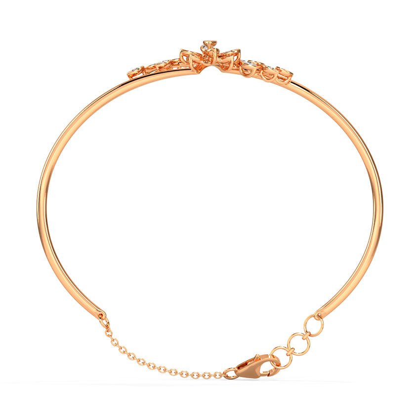 Pure 925 Hallmarked Silver Flora Chain Bangle with 22K Rose Gold Plating + Anti Tarnish for Women & Girls, Gift for Her