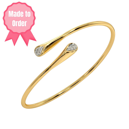 Pure 925 Hallmarked Silver Twister Cuff Bracelet with 22K Gold Plating + Anti Tarnish