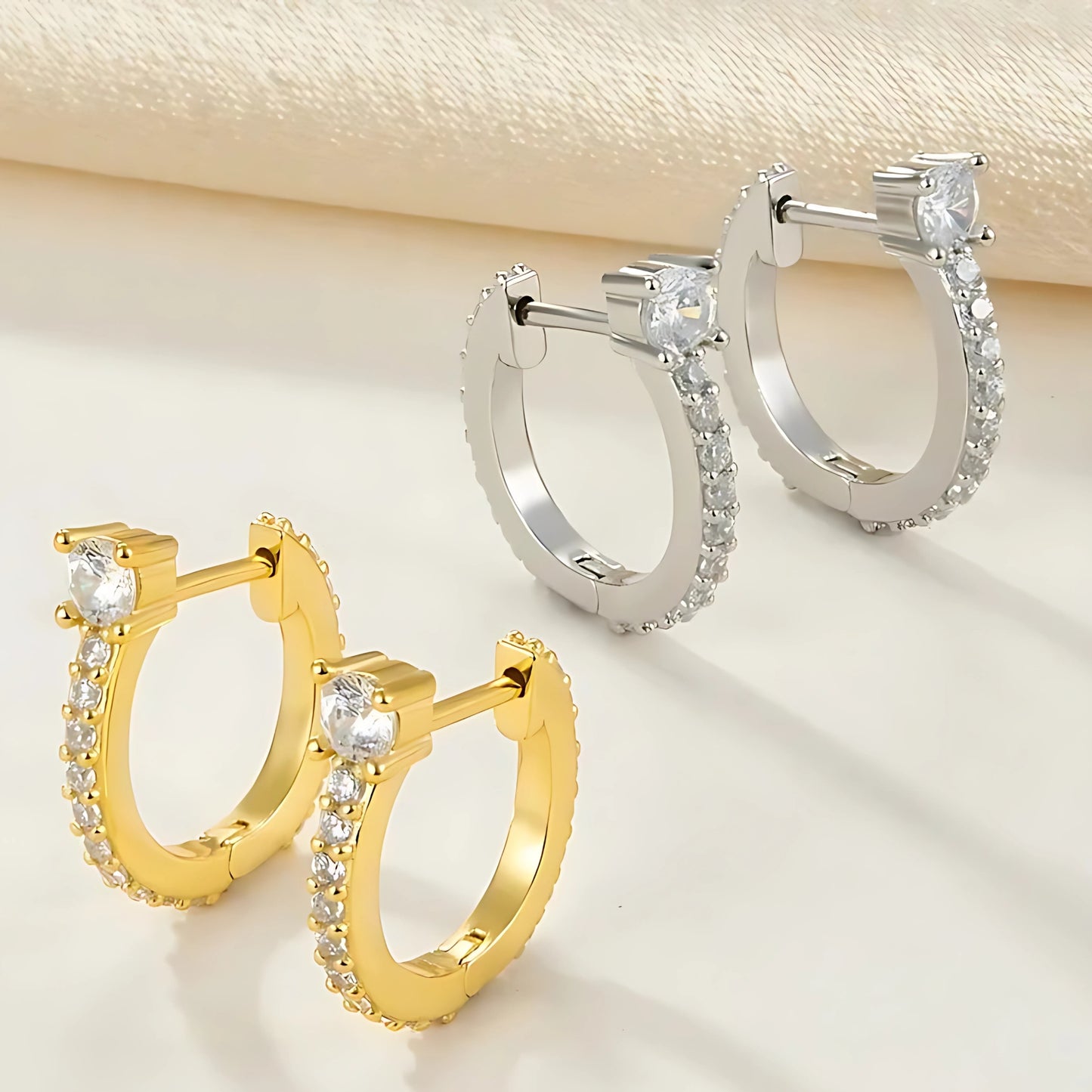 Pure 925 Silver U Huggies with 22K Gold Plated, Gift for Her