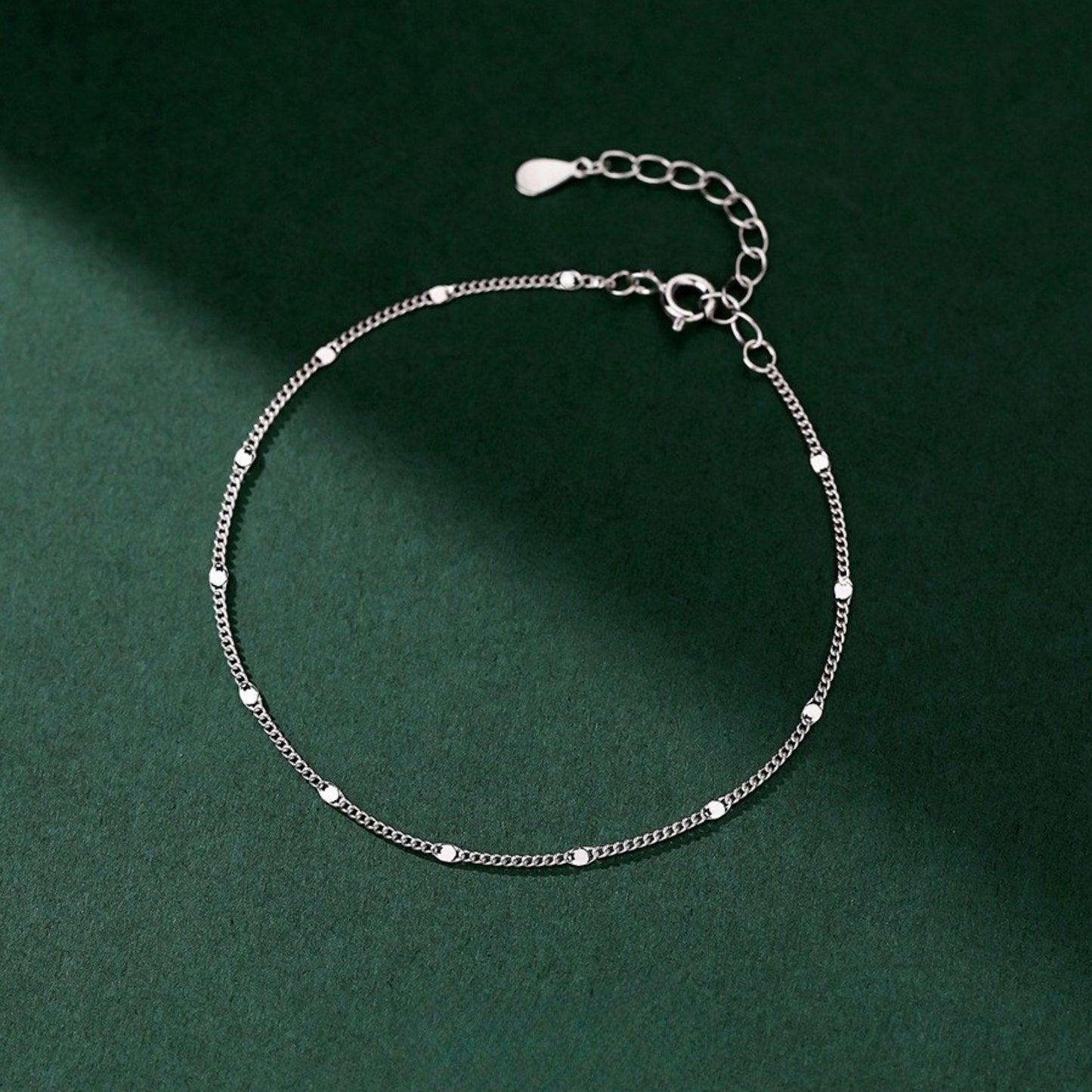 Pure 925 Silver Sleek Chip Chain Bracelet, Adjustable Length 16+5cms