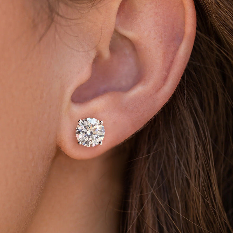 Super Bright 7mm Round Solitaire Earring Studs