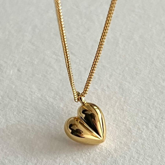 Pure 925 Hallmarked Silver Heart Necklace, 22K Gold Plated