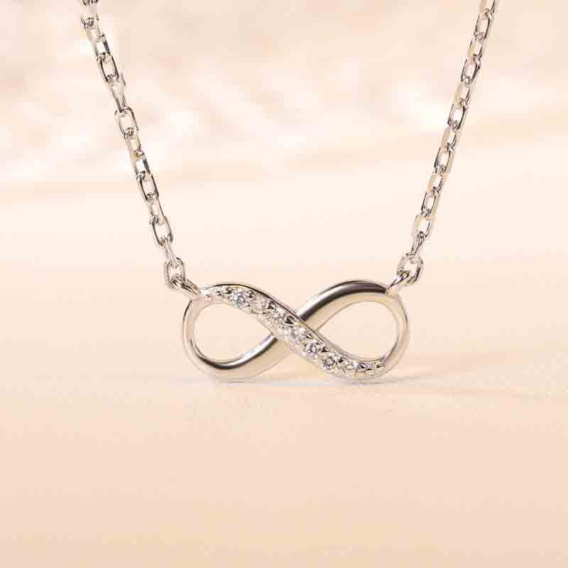 Pure 925 Hallmarked Infinity Chain Necklace, 40+5cms length Rhodium plated with Anti-Tarnish