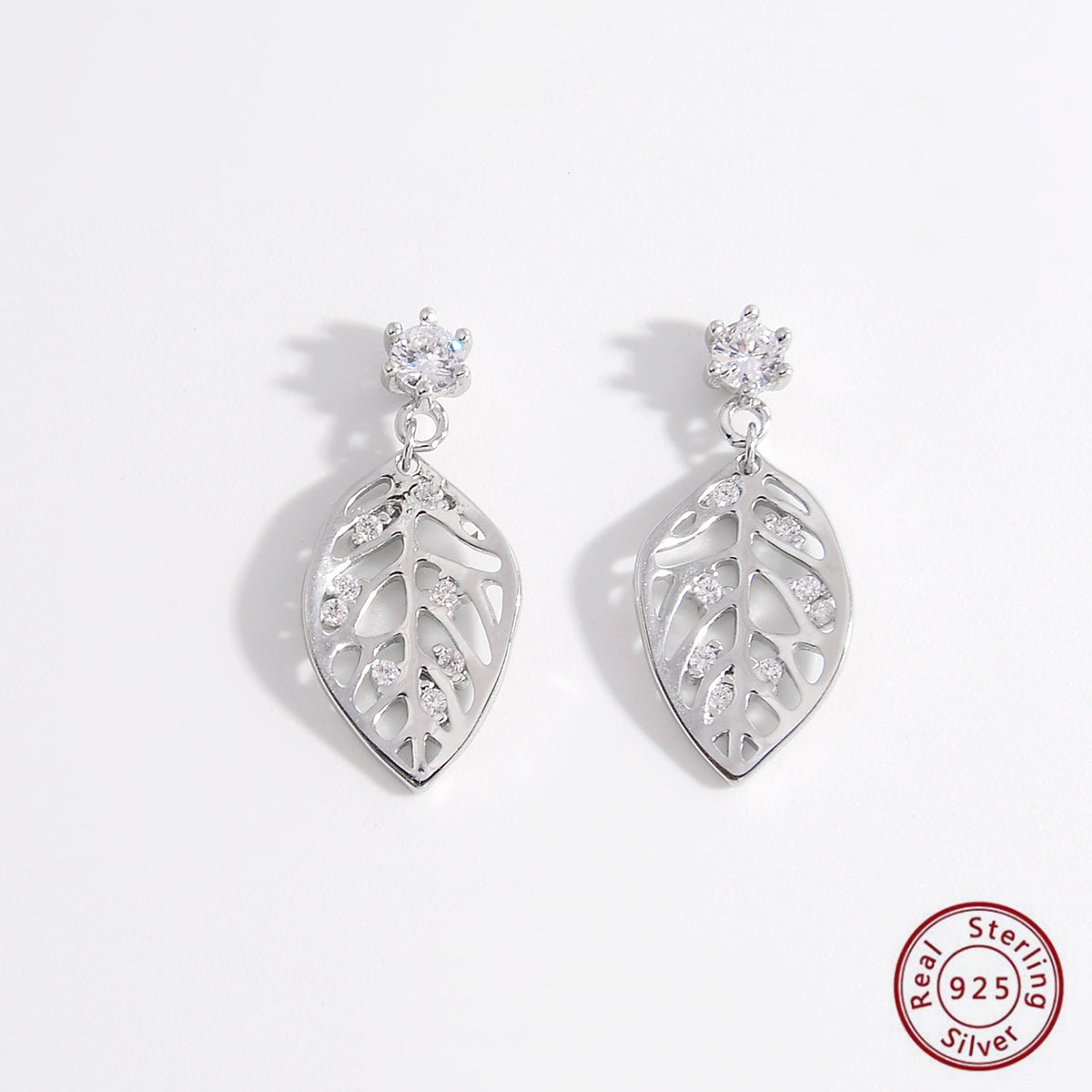 Pure 925 Hallmarked Silver Falling Leaves Dangling Earrings for Women & Girls