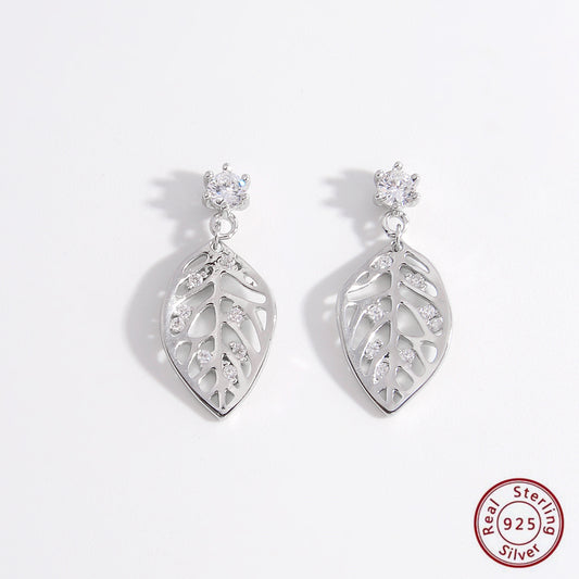 Pure 925 Hallmarked Silver Falling Leaves Dangling Earrings for Women & Girls