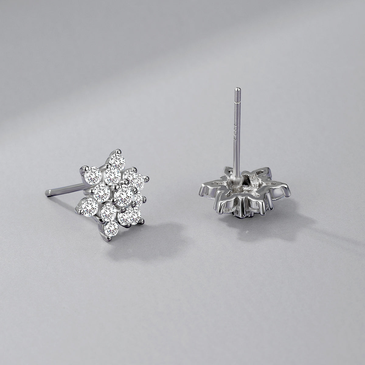 925 Silver Snowflake Ear Studs with Swarovski diamonds, Gift  for her