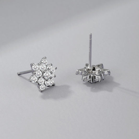 925 Silver Snowflake Ear Studs with Swarovski diamonds, Gift  for her