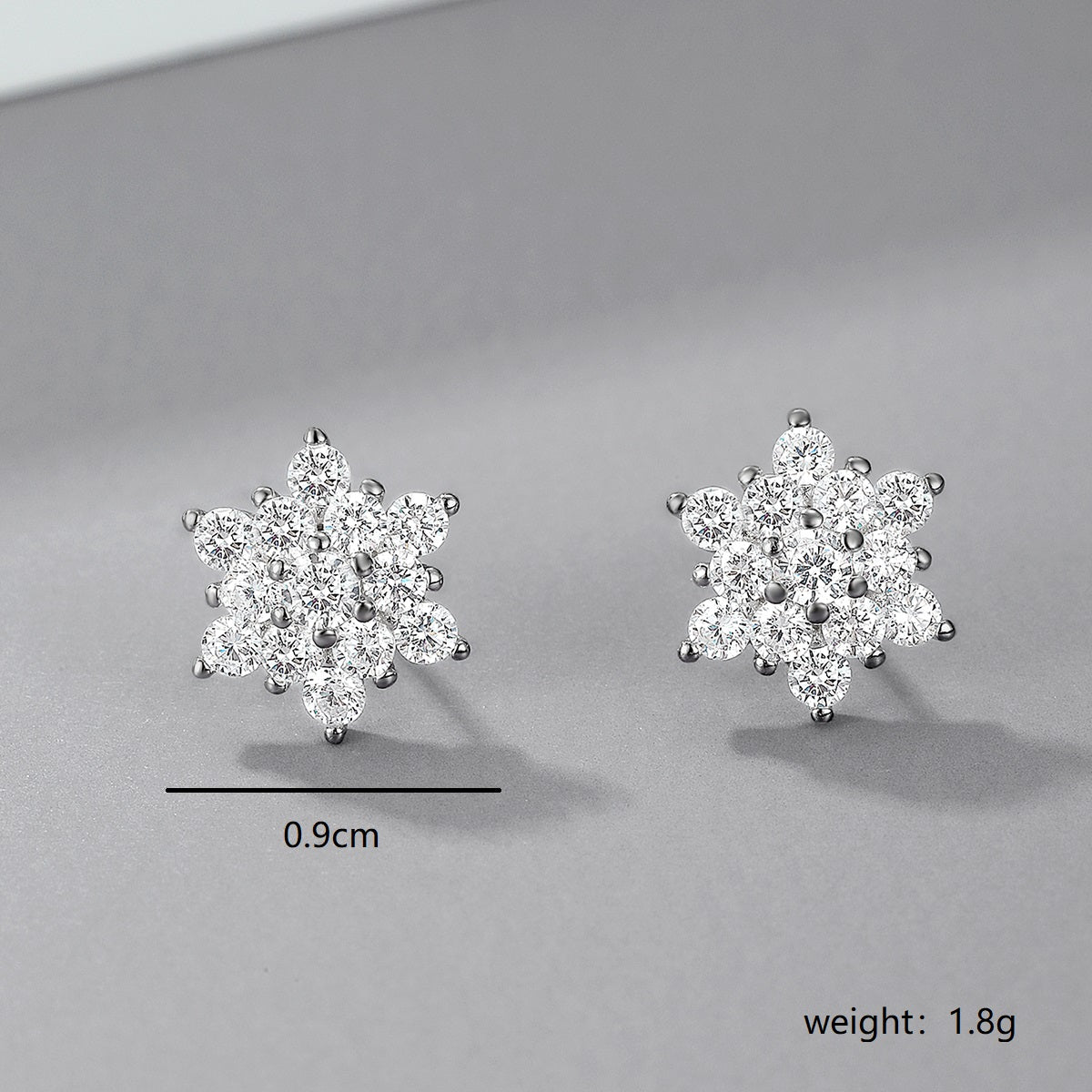 925 Silver Snowflake Ear Studs with Swarovski diamonds, Gift  for her