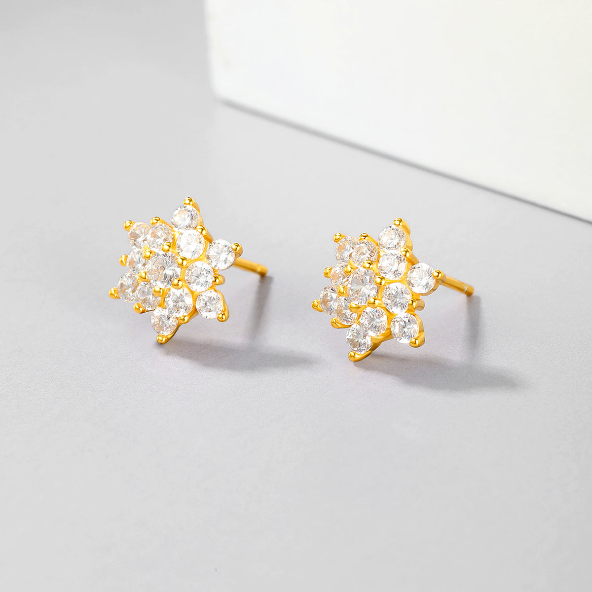 925 Silver Snowflake Ear Studs with Swarovski diamonds, Gift  for her