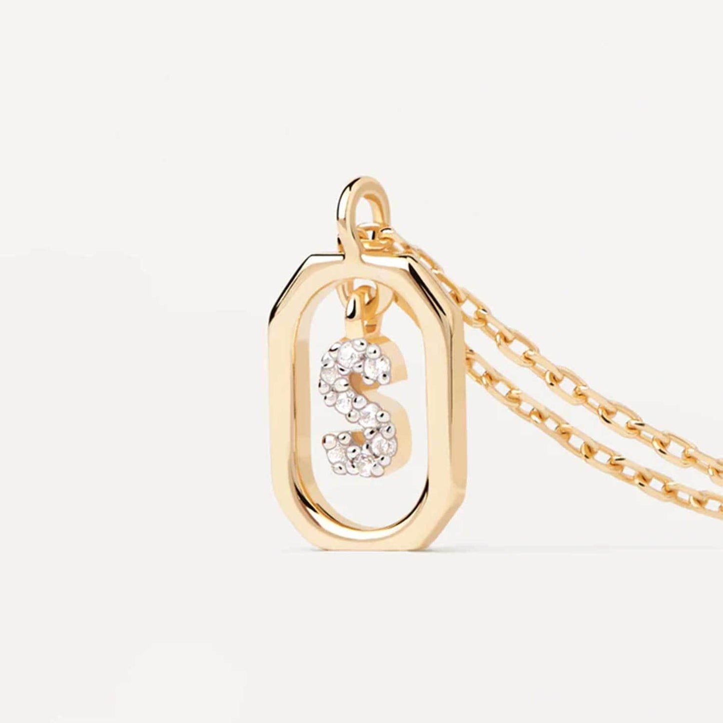 925 Silver Initial Alphabet Chain Necklace with 22K Gold Plating - Hallmarked/Certified