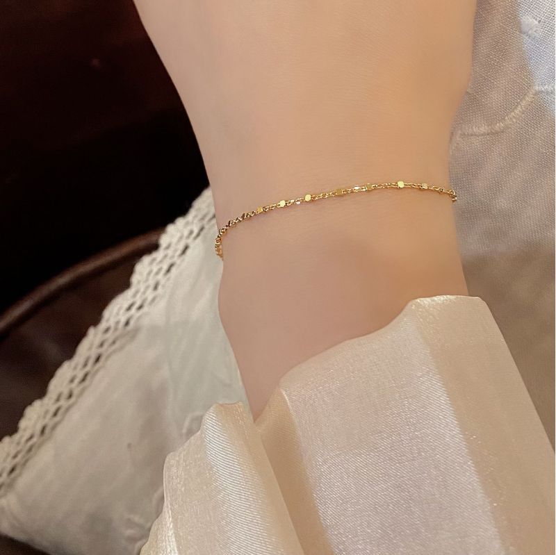 925 Hallmarked Silver Italian Square Box Chain Bracelet 22K Thick Gold Bracelet, Length 16cms+3cms