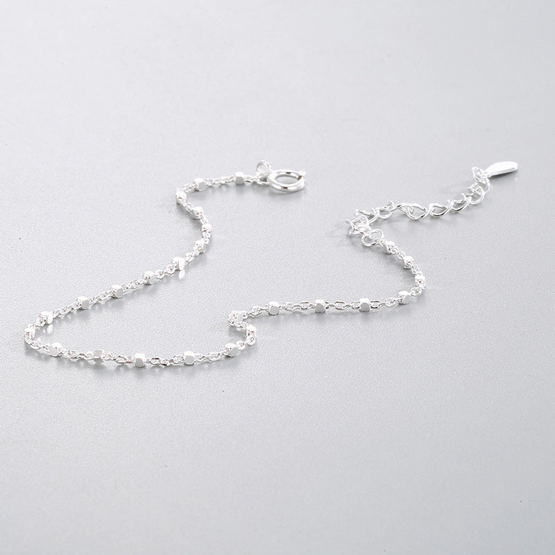 925 Hallmarked Silver Italian Square Box Chain Bracelet 22K Thick Gold Bracelet, Length 16cms+3cms