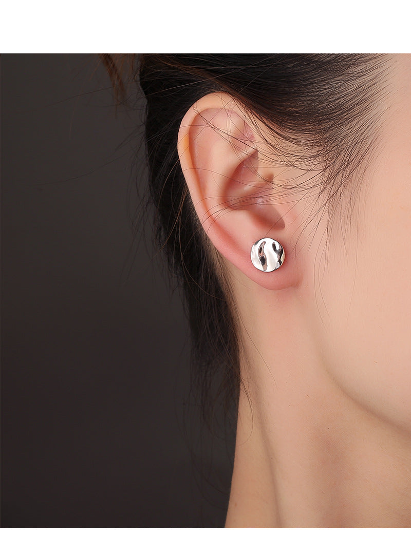 Pure 925 Hallmarked Silver Molten Stud Earrings for Her with Rhodium Plating and Anti Tarnish