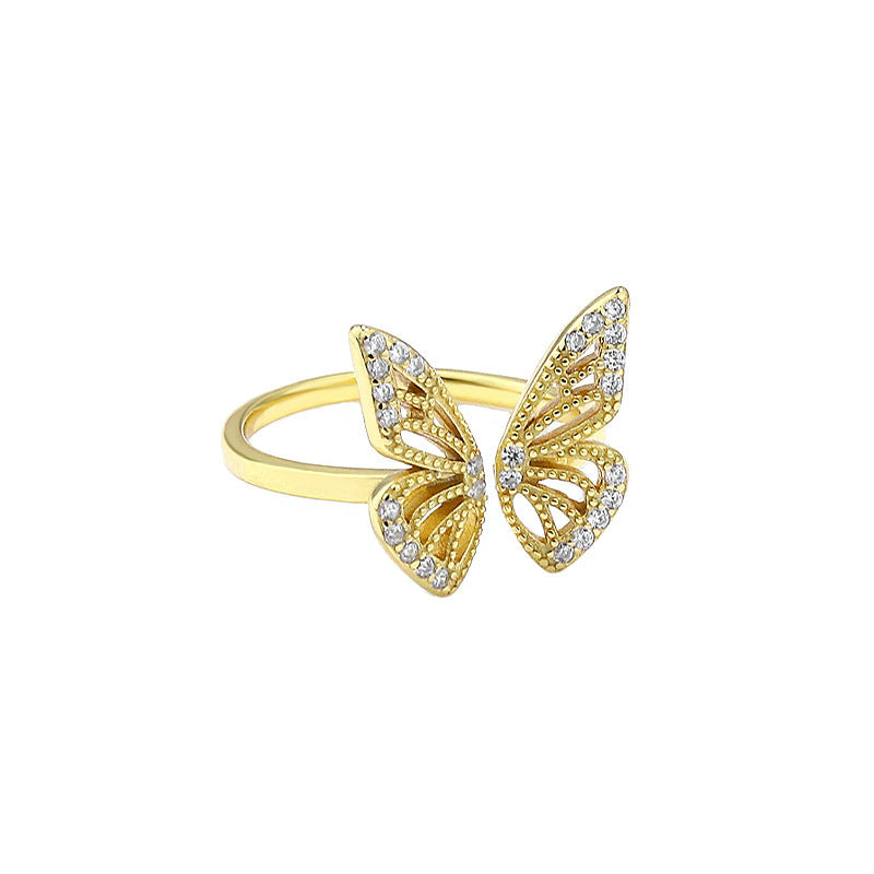 Pure 925 Hallmarked Silver Butterfly Open Ring - Adjustable , Gif for Her