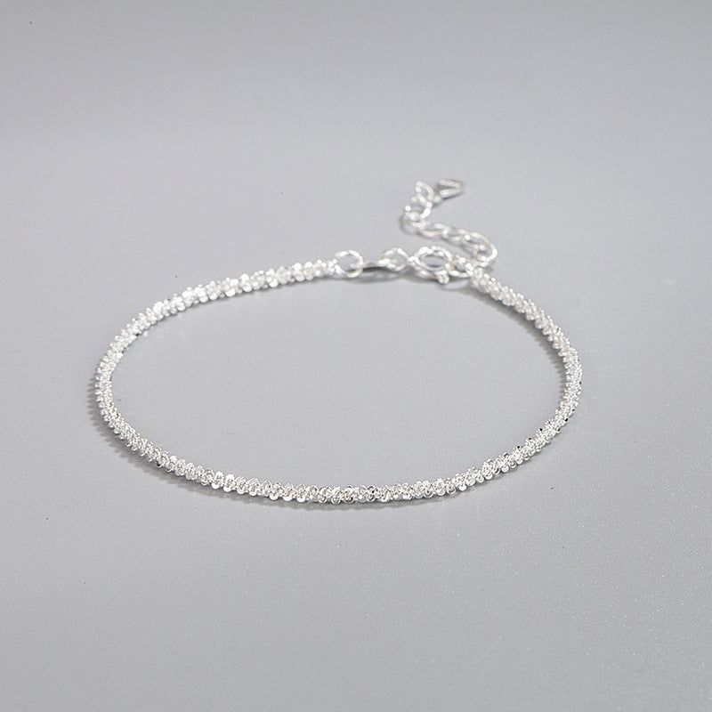 Pure 925 Hallmarked Silver Italian Sparkling Bracelet, Adjustable Length 15.5cms+3.5cms
