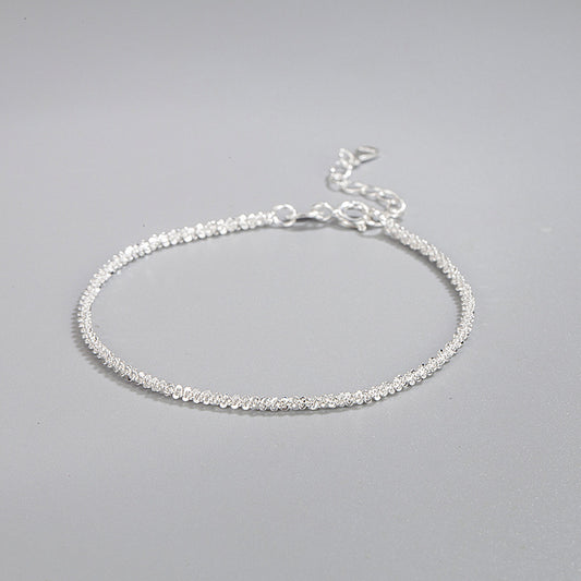 Pure 925 Hallmarked Silver Italian Sparkling Bracelet, Adjustable Length 15.5cms+3.5cms