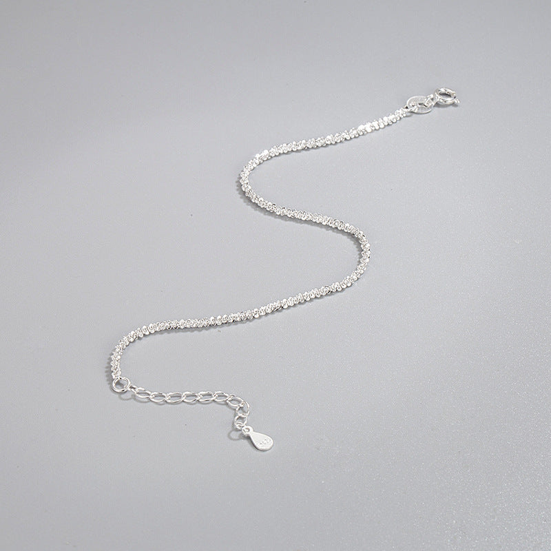 Pure 925 Hallmarked Silver Italian Sparkling Bracelet, Adjustable Length 15.5cms+3.5cms