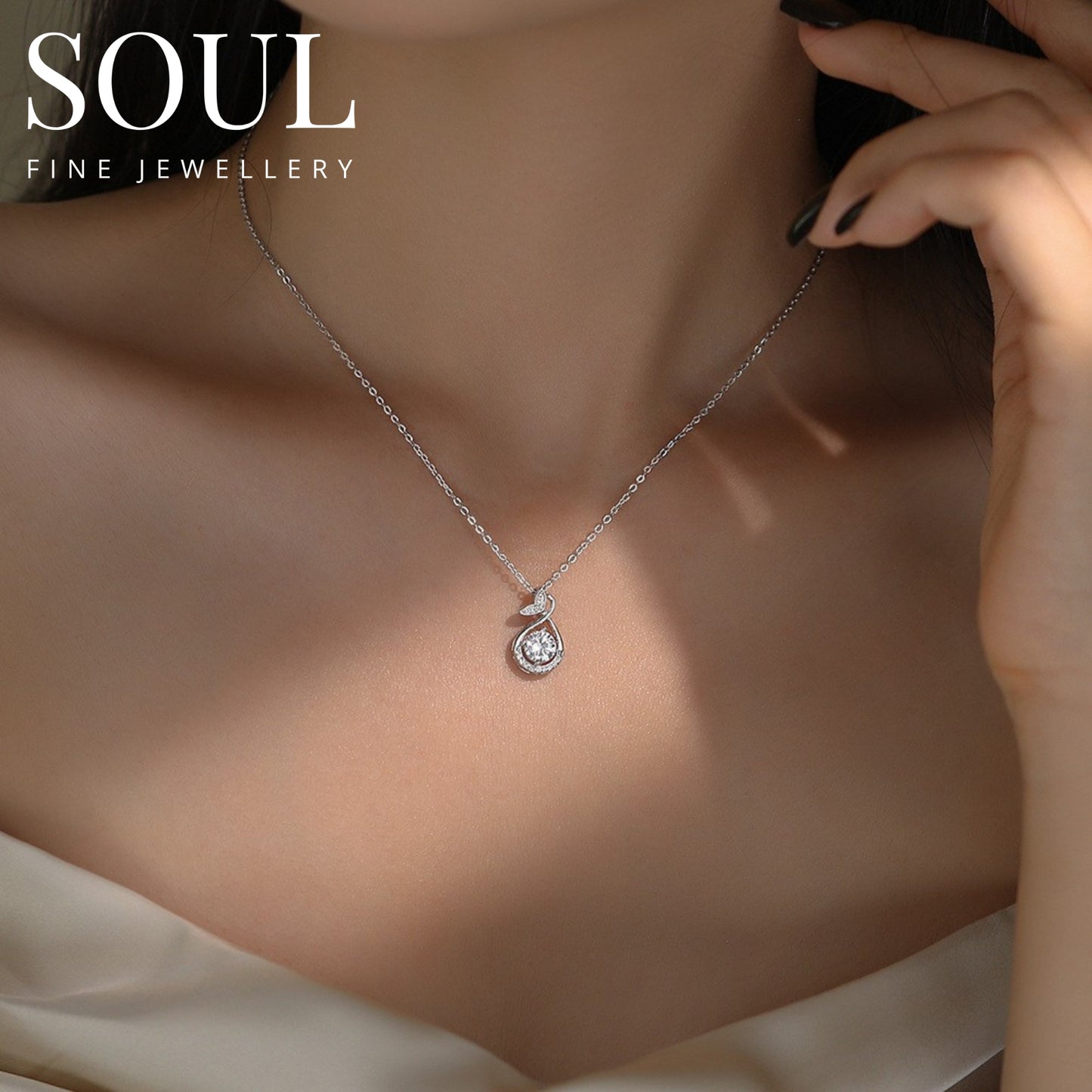 Pure 925 Hallmarked Silver Fish Tail Chain Pendant Necklace Adjustable Length 40+5cms