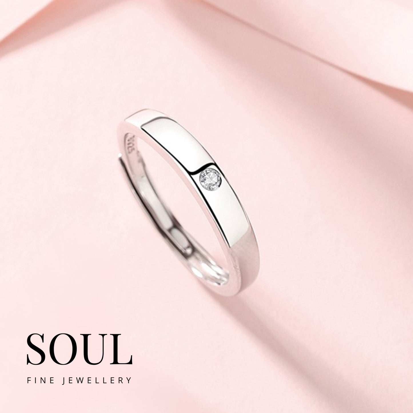 Pure 925 Hallmarked Silver Engagement Ring Adjustable for Him