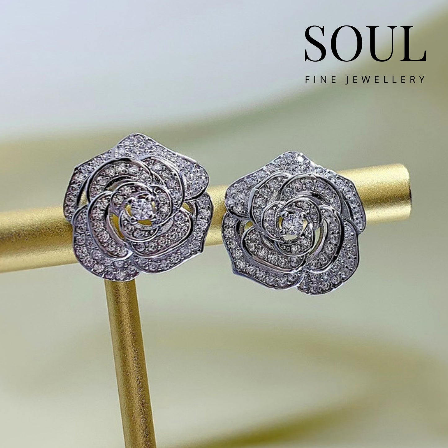 Pure 925 Hallmarked Silver Senorita Rose Stud Earrings, Gift for Women & Girls