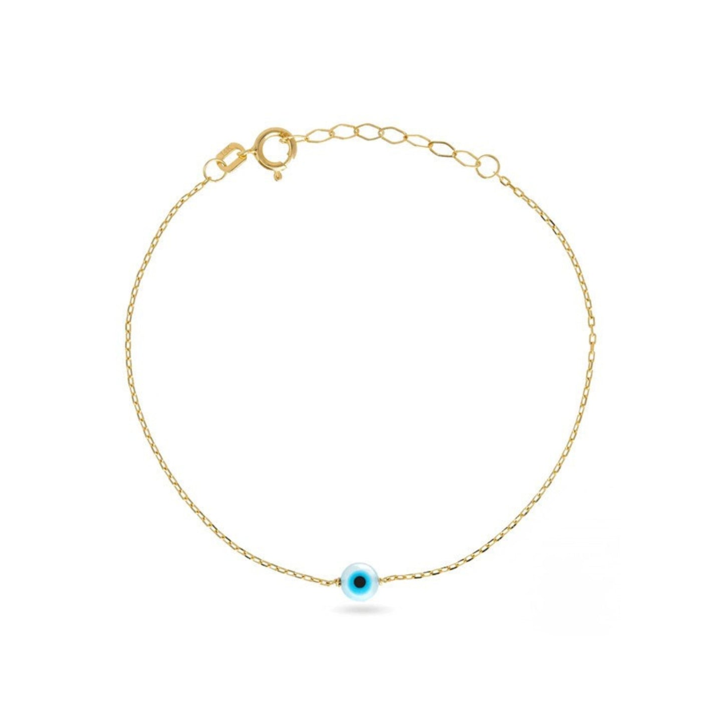 Pure 925 Hallmarked Silver Evil Eye 22K Gold Plated Bracelet for Her