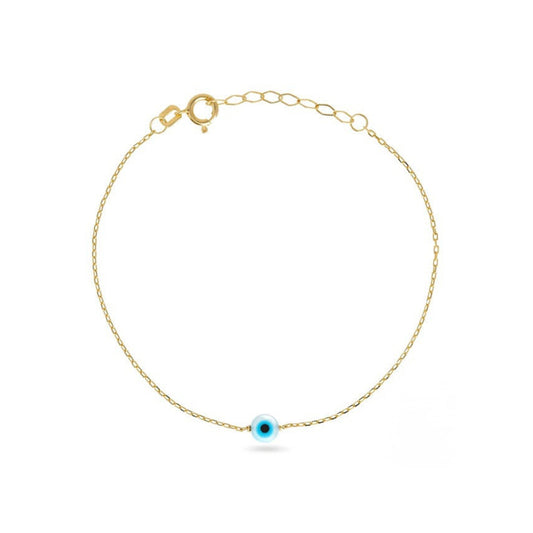 Pure 925 Hallmarked Silver Evil Eye 22K Gold Plated Bracelet for Her