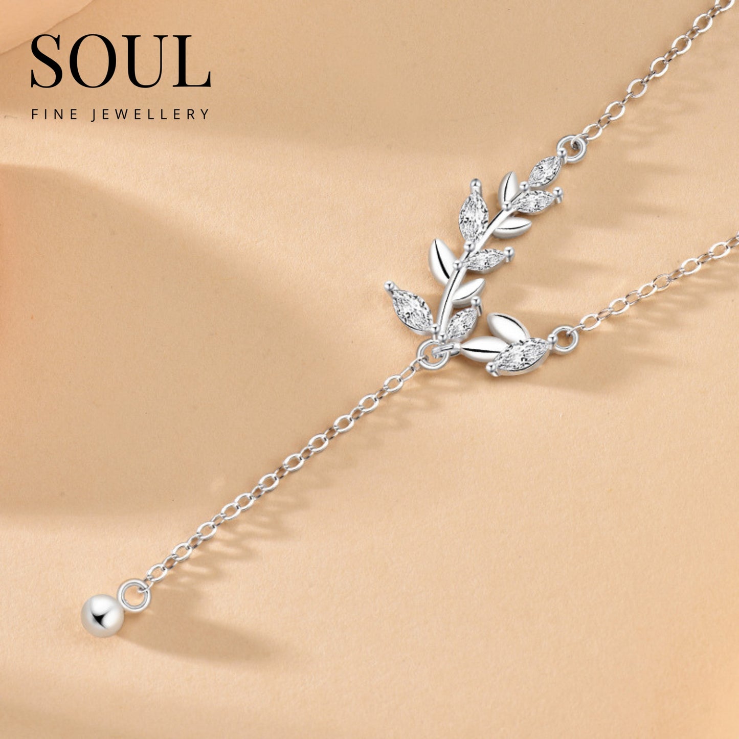 Pure 925 Hallmarked Silver Fiza Lariat Necklace , Adjustable Length 40+5cms