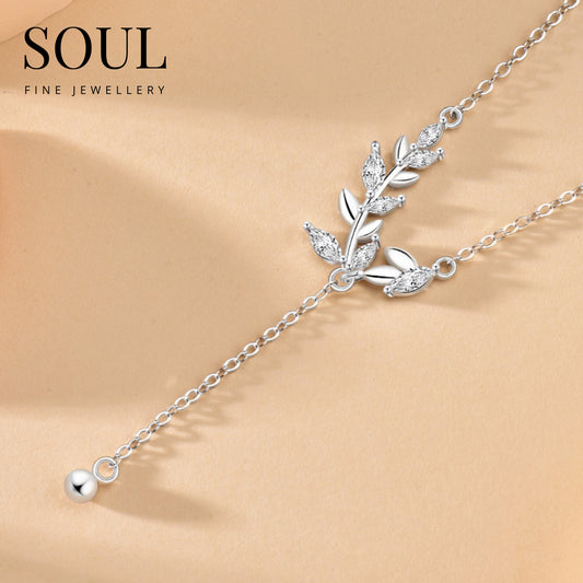 Pure 925 Hallmarked Silver Fiza Lariat Necklace , Adjustable Length 40+5cms