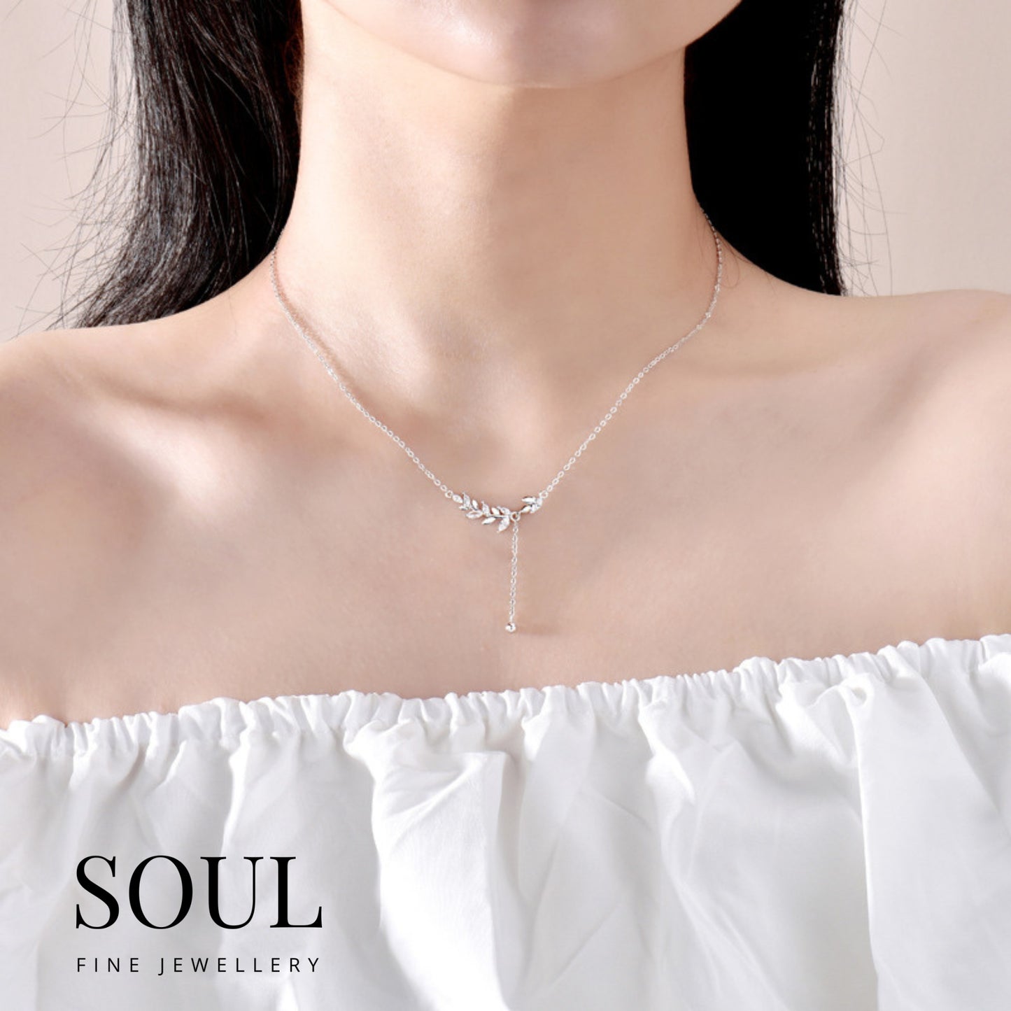 Pure 925 Hallmarked Silver Fiza Lariat Necklace , Adjustable Length 40+5cms