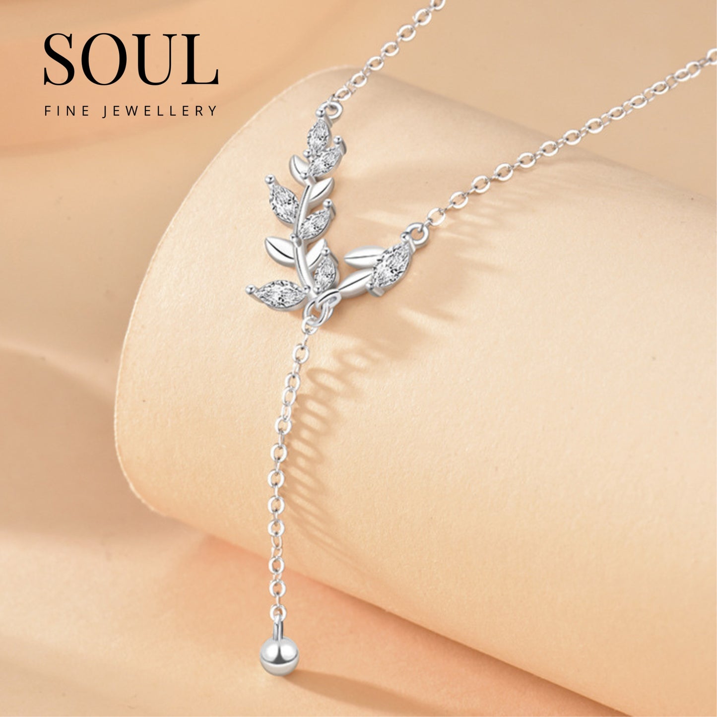 Pure 925 Hallmarked Silver Fiza Lariat Necklace , Adjustable Length 40+5cms