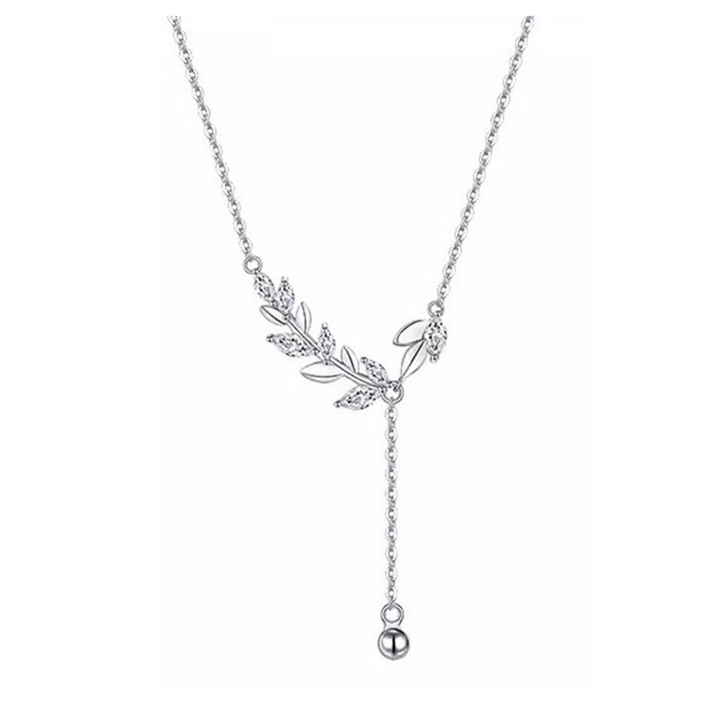 Pure 925 Hallmarked Silver Fiza Lariat Necklace , Adjustable Length 40+5cms