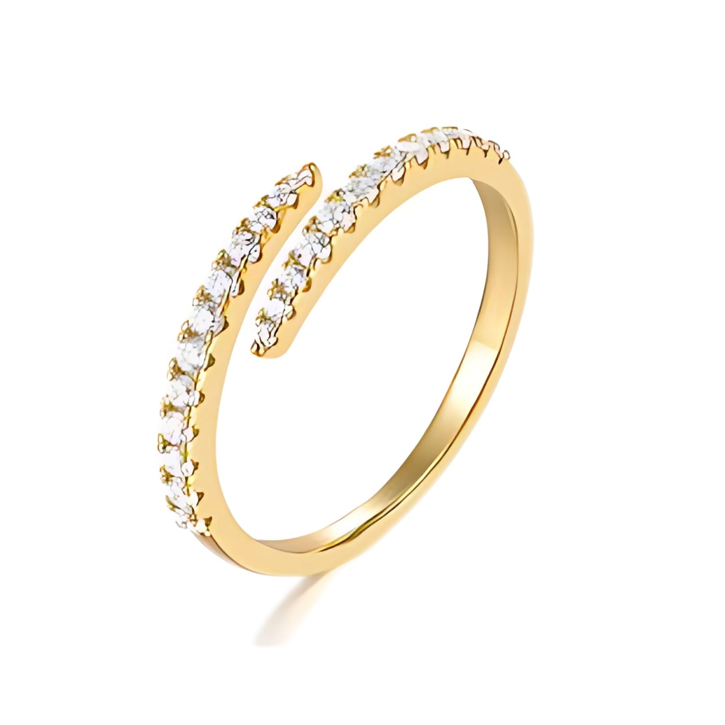 Pure 925 Hallmarked Silver Open Ring with 18K Gold Plating, Gift for Her