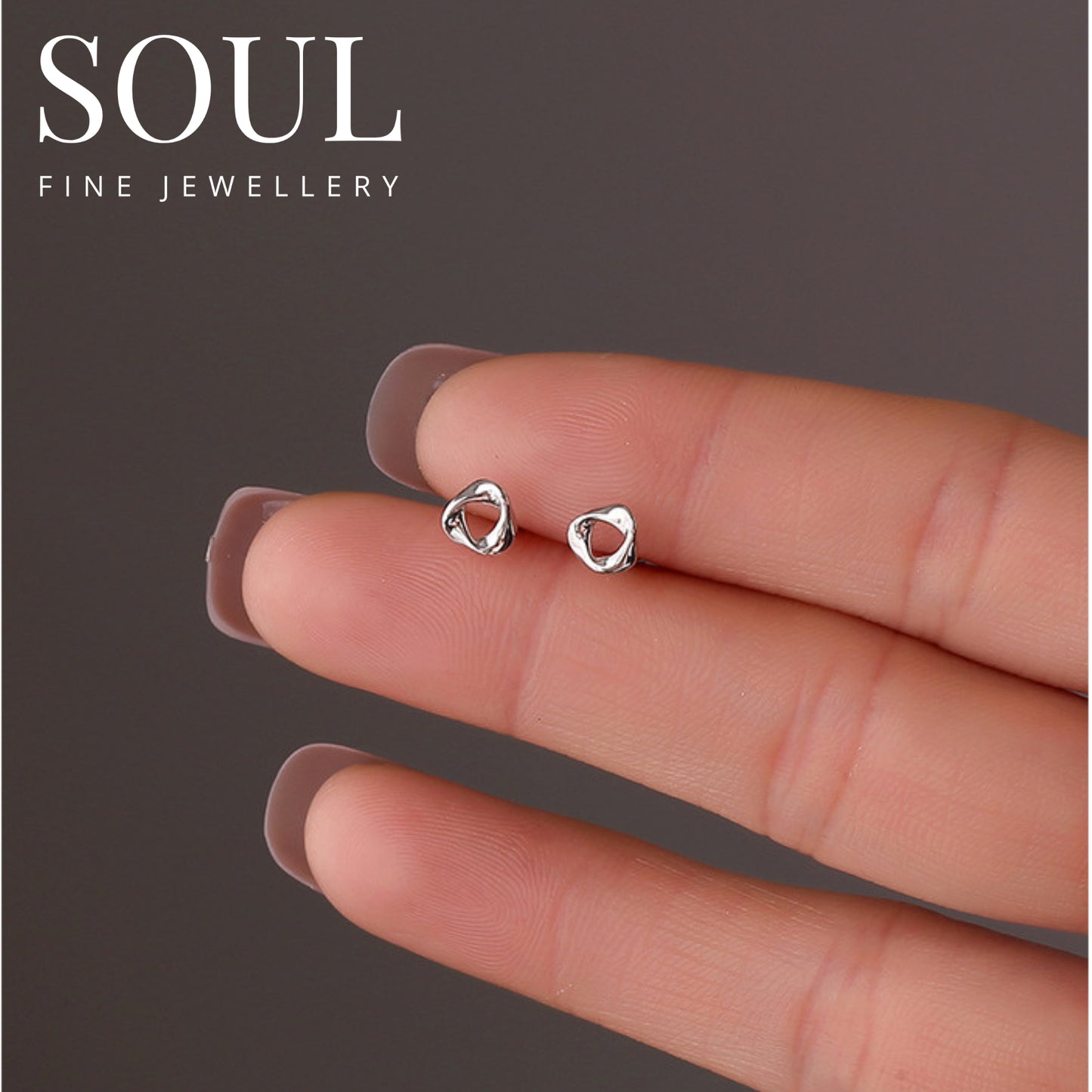 Pure 925 Hallmarked Silver Geometric Stud Earrings, Rhodium + Anti Tarnish