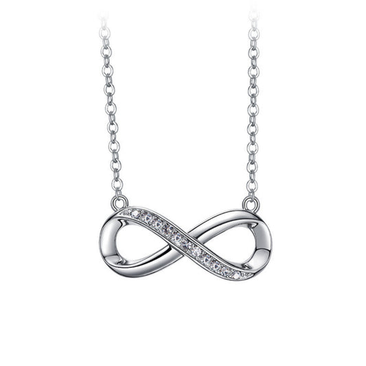 Pure 925 Hallmarked Infinity Chain Necklace, 40+5cms length Rhodium plated with Anti-Tarnish
