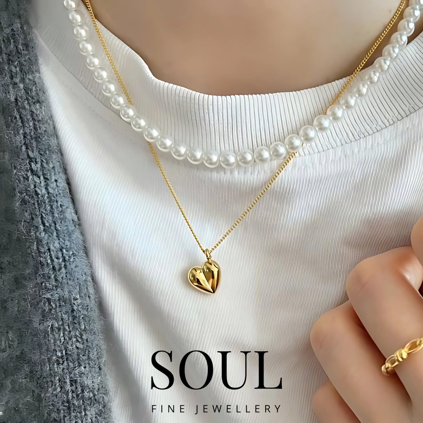 Pure 925 Hallmarked Silver Heart Necklace, 22K Gold Plated