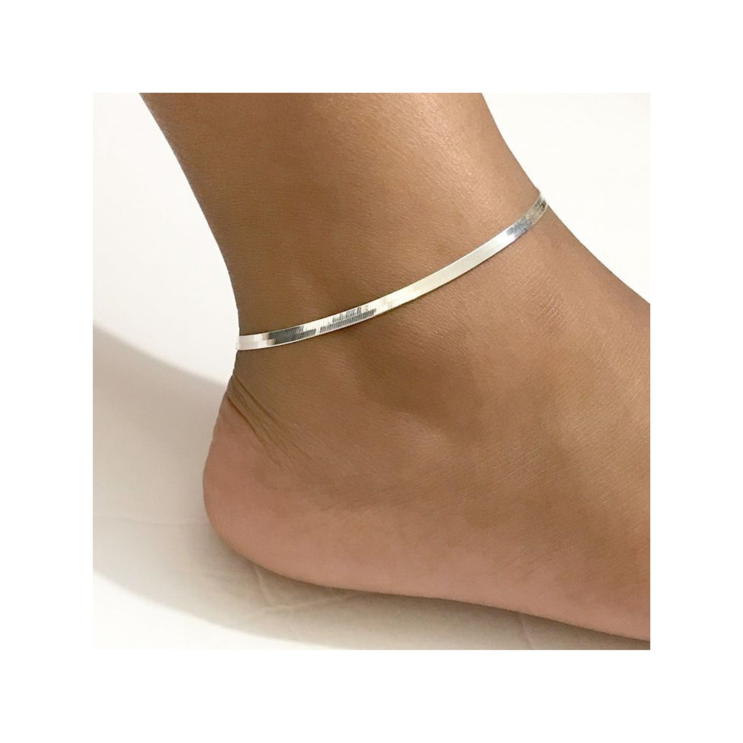 Pure 925 Hallmarked Silver Snake Chain Anklet (Single Pc)