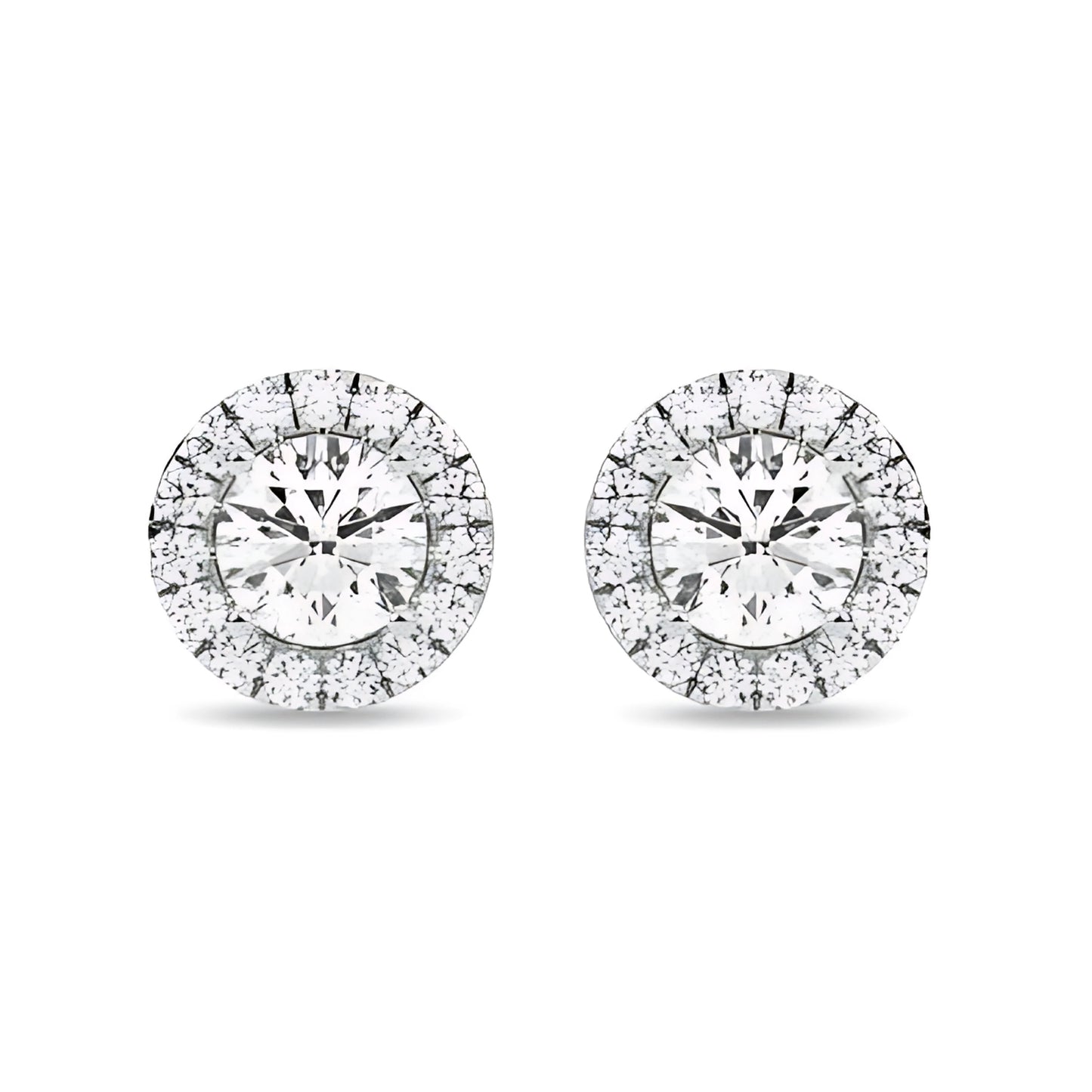 Pure 925 Hallmarked Silver Halo Round Solitaire Stud Earrings AAA+ Cubic Zirconia Gems