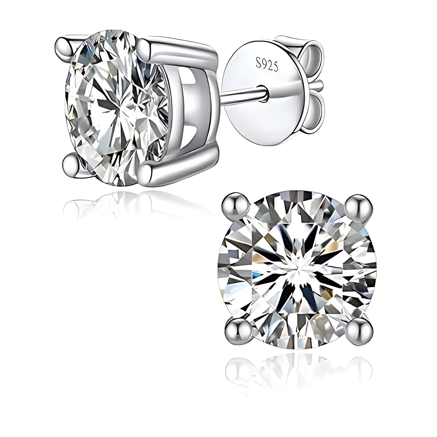 Pure 925 Hallmarked Silver 7mm Round Solitaire Stud Earrings AAA+ Cubic Zirconia Gems