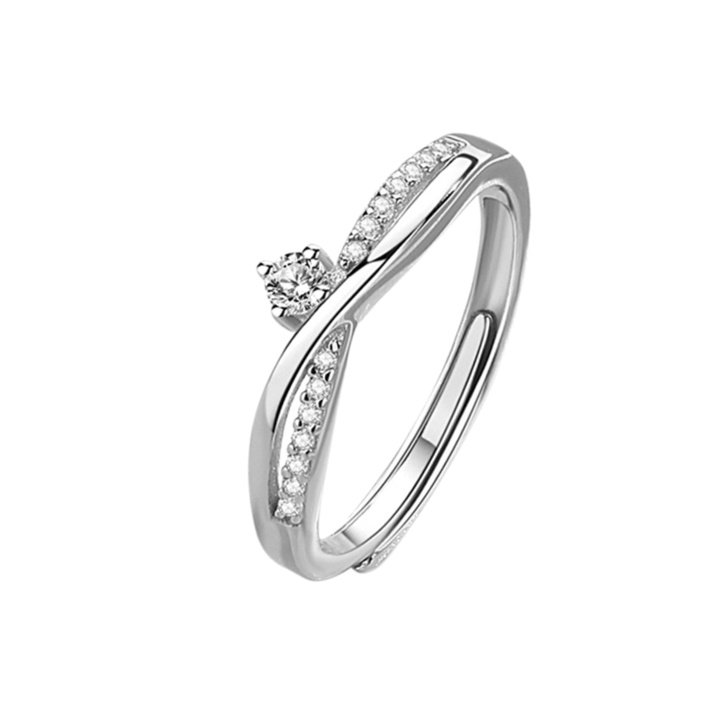 Pure 925 Hallmarked Silver Adjustable Ring with Top quality Cubic Zirconia, Gift for Women & Girls