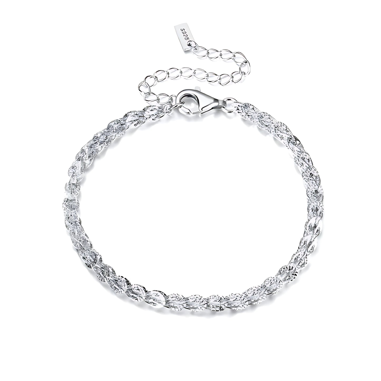 Pure 925 Hallmarked Silver Rhombus Chain Tennis Bracelet, Adjustable length 16.5+5cms