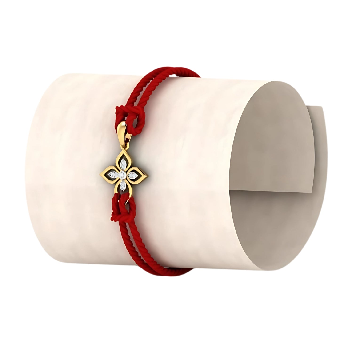 925 Hallmarked Silver Bless Flower Rakhi cum Pendant with Swarovski Diamonds and 22K premium gold plating